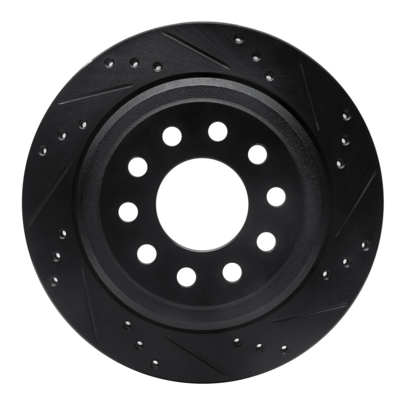 Lincoln Town Car Brake Rotor (1) - Rear Right - R1 Concepts - Drilled & Slotted - Black - `03-`11